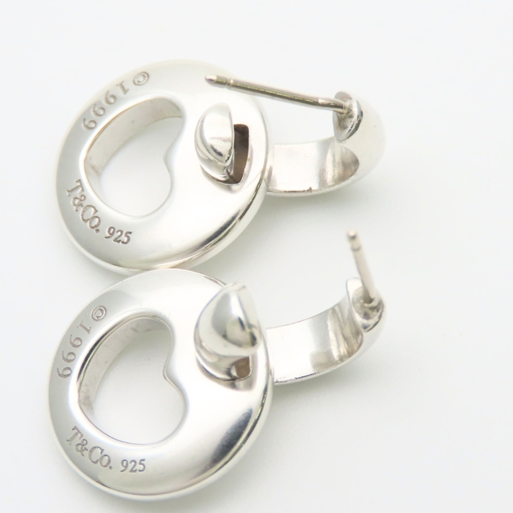 Tiffany & Co. Pierced Heart Sterling Silver 925 Open Swing Earrings for Women - Picture 6 of 10